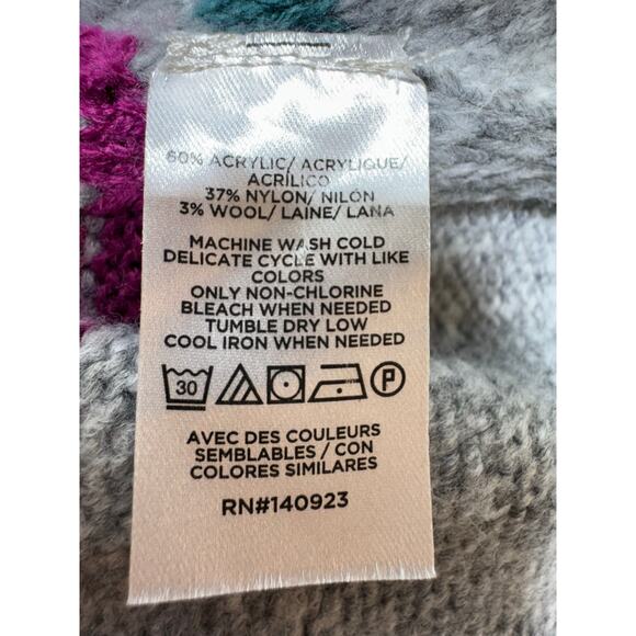 Loft Cowl Neck Poncho Sweater Women’s Wool Blend Gray Hi Low Gray Skinny Stripes - Picture 4 of 9